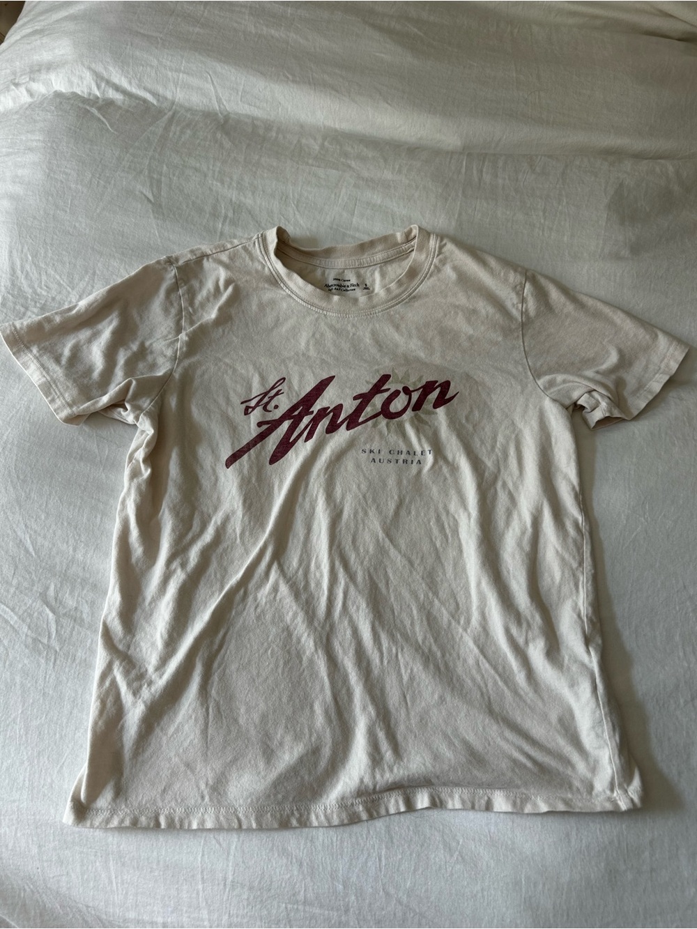 Abercrombie cotton Crewneck T-Shirt in Cream
